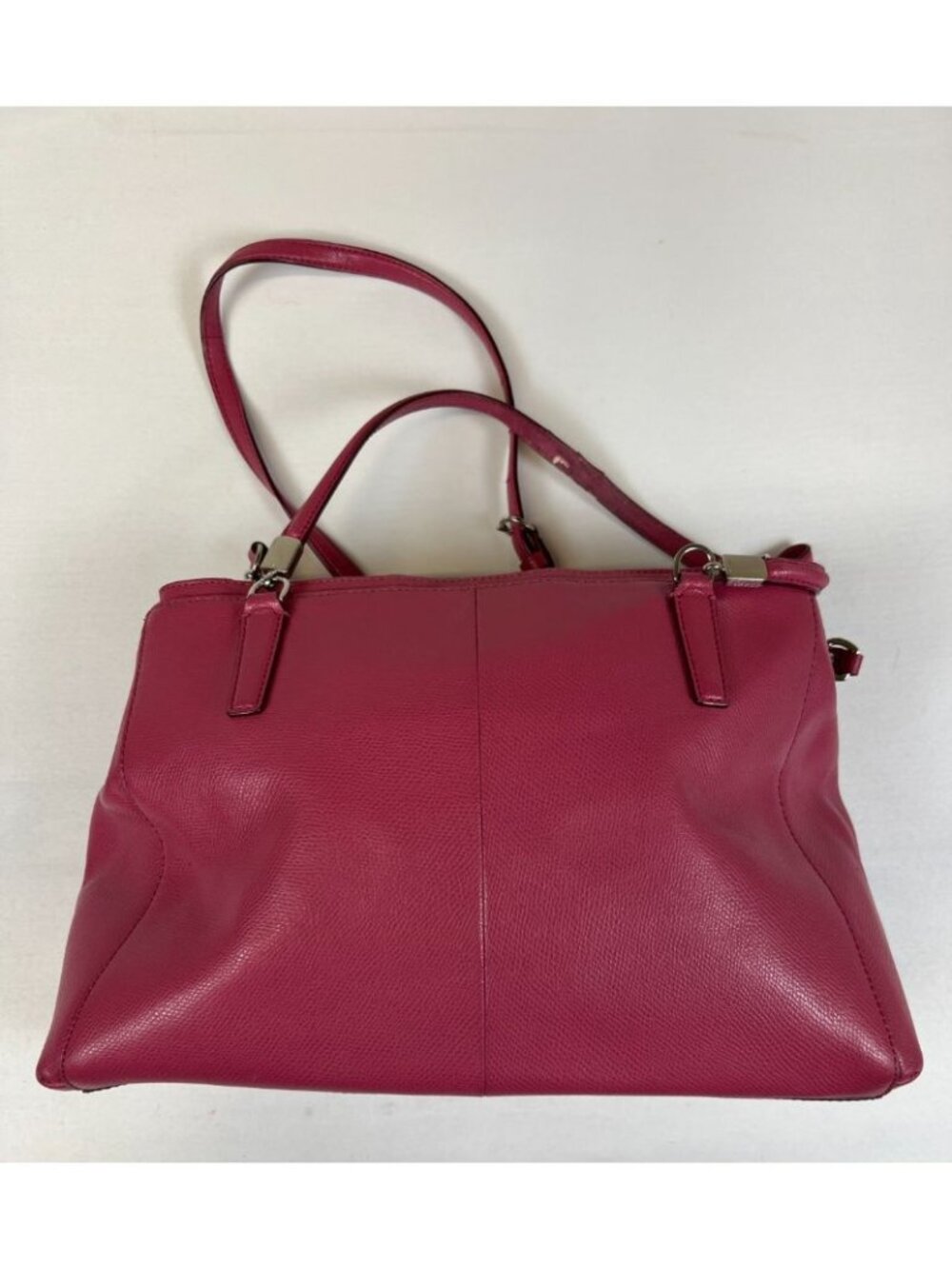 Coach Women Pink Leather Satchel Handbag Crossbody Bag Silver Hardware - Picture 2 of 16